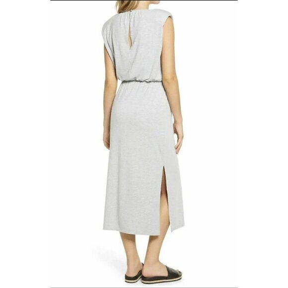 Wayf coastal Midi Dress XSMALL Heather Gray Split cap Sleeve NEW - Picture 3 of 8